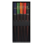 Chopsticks 5 pair Japanese Korean Food Wooden bamboo Red Black Handle Design Couple Reusable Chopstick Set Chop Stick with Case