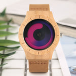 2017 Fashion Women Wood Watches Creative Rotation Aurora Concept Quart Wristwatch Girls Ladies Genuine Leather Relogio Feminino