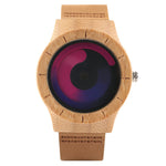 2017 Fashion Women Wood Watches Creative Rotation Aurora Concept Quart Wristwatch Girls Ladies Genuine Leather Relogio Feminino