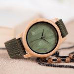 BOBO BIRD D11 Bamboo Wood Watches for Women Men Brand Design Green Nylon Straps Watch Drop Shipping in Box