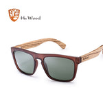 HU WOOD Natural Bamboo Sunglasses for Men Zebra Wood Sun Glasses Polarized Sun glasses Rectangle Lenses Driving UV400 GRS8002