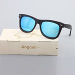 Angcen Wooden Sunglasses Men Polarized Retro Sun Glasses UV400 Protection Bamboo Sunglasses Women Vintage Wood Glasses Eyewear