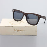 Angcen Wooden Sunglasses Men Polarized Retro Sun Glasses UV400 Protection Bamboo Sunglasses Women Vintage Wood Glasses Eyewear