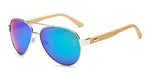 Bamboo Sunglasses pilot  Men Wooden metal Women pilot Brand Designer Mirror Original Sun Glasses for men drive retro de sol