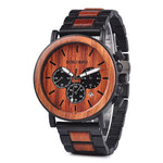 BOBO BIRD Unique Dial Stopwatch Bamboo Wooden Watches Men Wrist Watch With Date Create clock Gift In Wood Box saat erkek