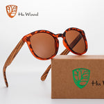 Hu Wood 2018 Polarized Round Bamboo Sunglasses for Men and Women, UV Protection with Wooden vintage sunglasses