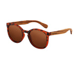 Hu Wood 2018 Polarized Round Bamboo Sunglasses for Men and Women, UV Protection with Wooden vintage sunglasses
