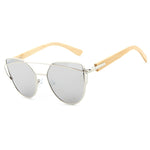 HDCRAFTER Cat Eye sunglasses women wood Bamboo ladies Sunglasses Fashion Mirror Sun glasses for Women Brand Designer female