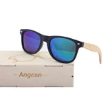 Angcen Wooden Sunglasses Men Polarized Retro Sun Glasses UV400 Protection Bamboo Sunglasses Women Vintage Wood Glasses Eyewear