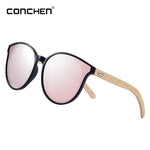 CONCHEN  Bamboo Pink Sunglasses For Women 2018 High Quality Wooden Sun Glasses elegant Brand Designer