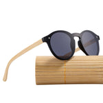 BARCUR Sping Hinge Round Sunglasses Bamboo Temples Young Wood Sun glasses Men Women Eyewear