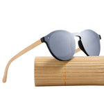 BARCUR Sping Hinge Round Sunglasses Bamboo Temples Young Wood Sun glasses Men Women Eyewear