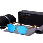BARCUR Sping Hinge Round Sunglasses Bamboo Temples Young Wood Sun glasses Men Women Eyewear
