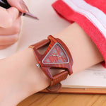 ALK bamboo triangle colorful Women wood wrist watch ladies wooden watches 2019 leather strap female male quartz wristwatch saati