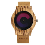 2017 Fashion Women Wood Watches Creative Rotation Aurora Concept Quart Wristwatch Girls Ladies Genuine Leather Relogio Feminino