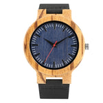 Blue Dial Nature Wood Wrist Watch Men Quartz Clock Creative Men's Watches Genuine Leather Band Wristwatch Man Hour male Gifts