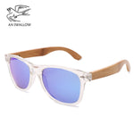 Fashion brand design transparent green wood bamboo sunglasses women's PC box bamboo legs polarized sunglasses UV protection 400