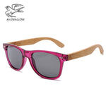 Fashion brand design transparent green wood bamboo sunglasses women's PC box bamboo legs polarized sunglasses UV protection 400