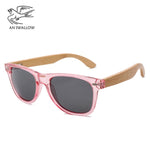 Fashion brand design transparent green wood bamboo sunglasses women's PC box bamboo legs polarized sunglasses UV protection 400