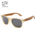 Fashion brand design transparent green wood bamboo sunglasses women's PC box bamboo legs polarized sunglasses UV protection 400