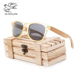 Fashion brand design transparent green wood bamboo sunglasses women's PC box bamboo legs polarized sunglasses UV protection 400
