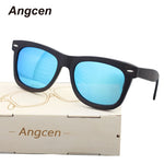 Angcen Wooden Sunglasses Men Polarized Retro Sun Glasses UV400 Protection Bamboo Sunglasses Women Vintage Wood Glasses Eyewear